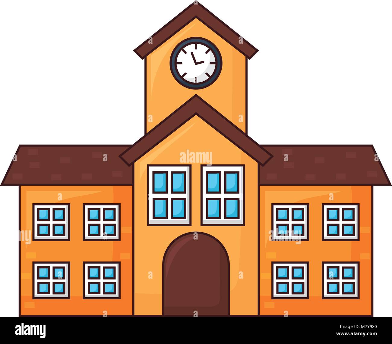 School Building Icon Over White Background, Colorful Design. Vector 