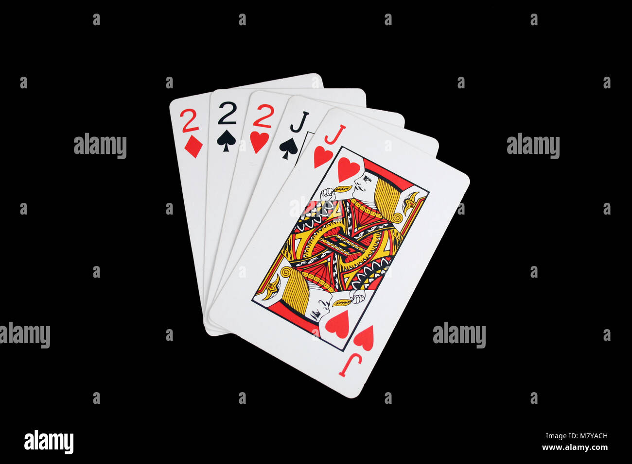 Isolated full house poker hand Stock Photo Alamy