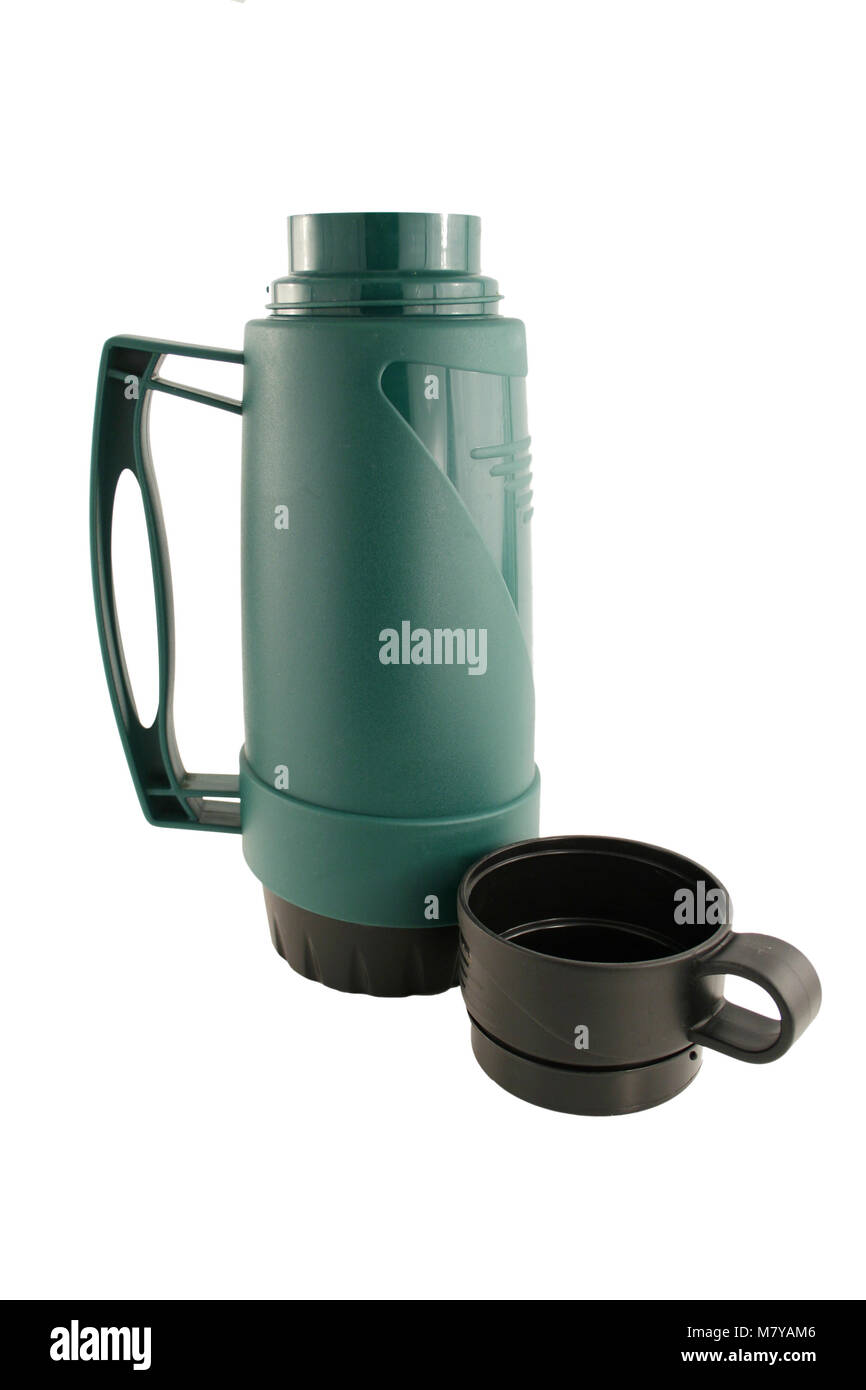 A Isolated Green thermos bottle Stock Photo - Alamy