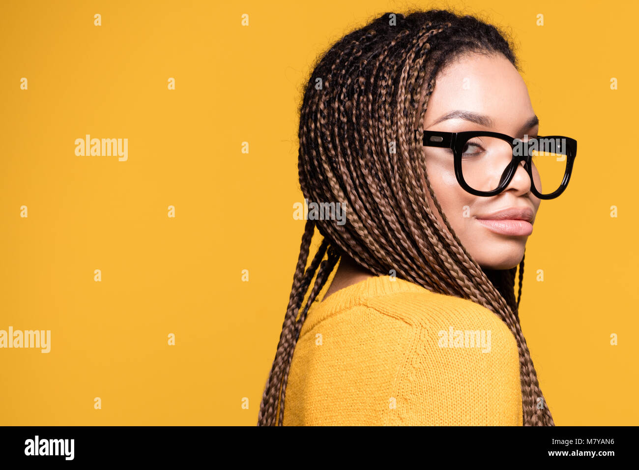 Portrait Of Young Beautiful African American Teenager Girl With Long Stock Photo Alamy