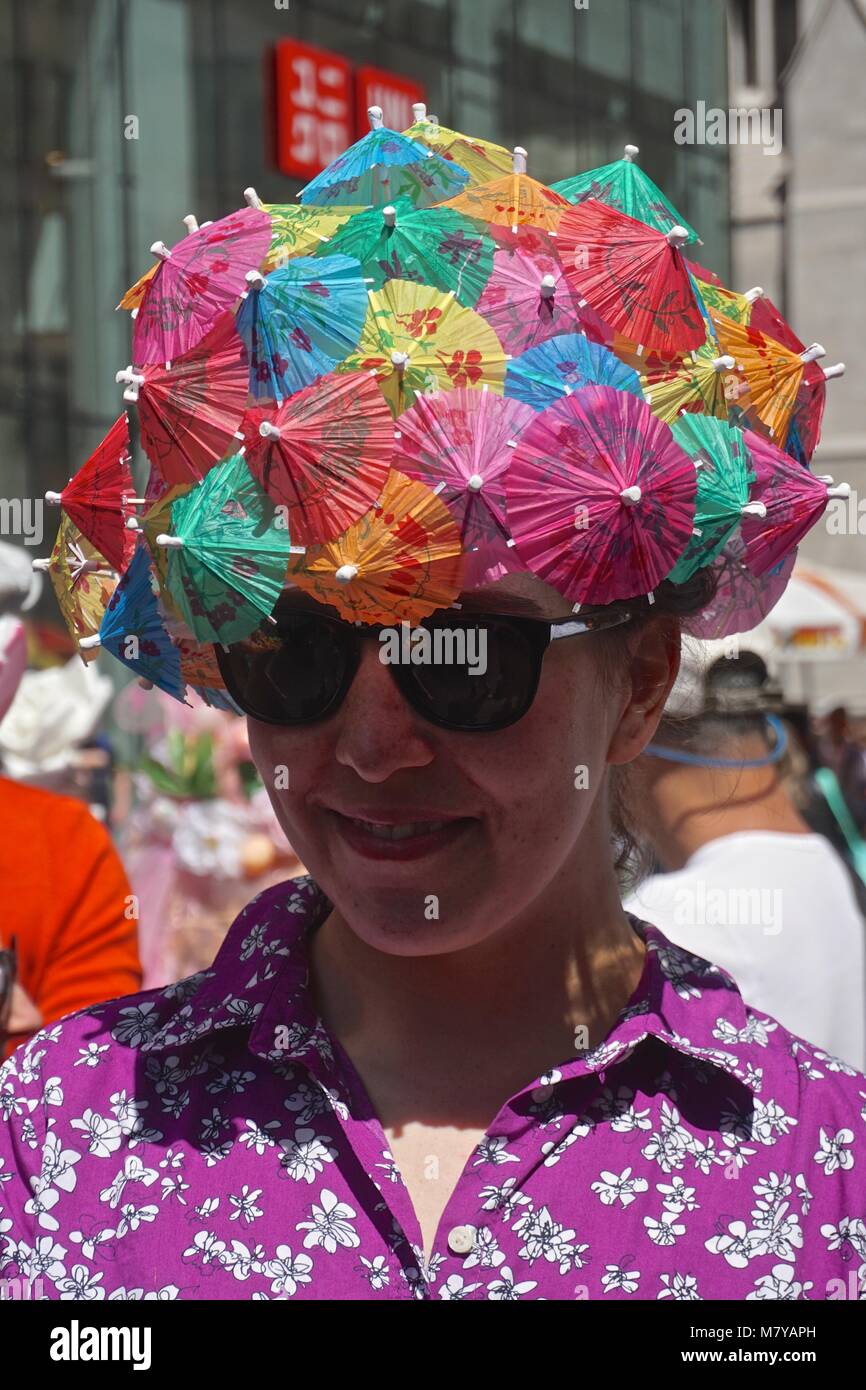 Young woman wearing hat made with 