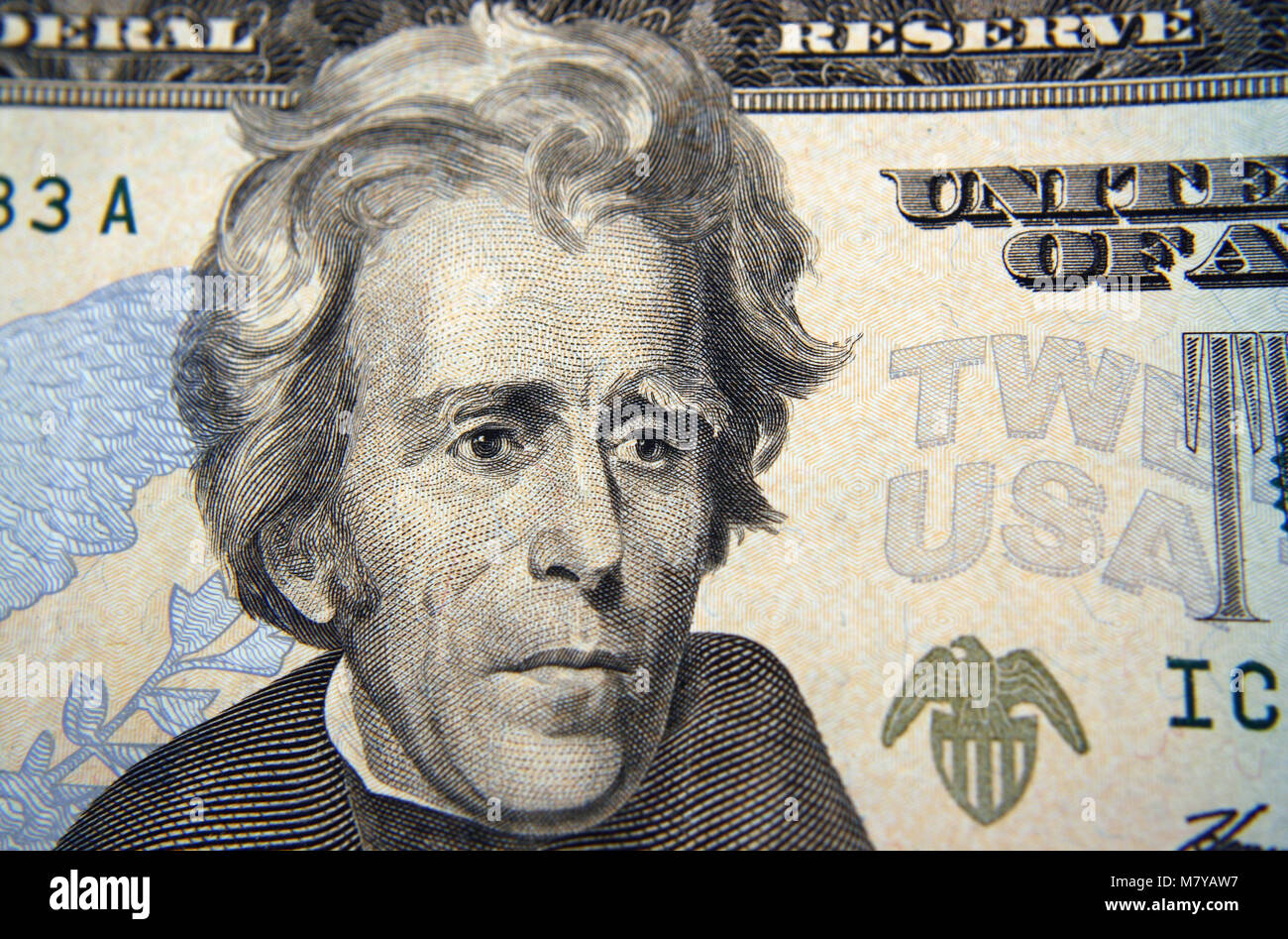 Twenty Dollar bill Macro Andrew Jackson Stock Photo Alamy