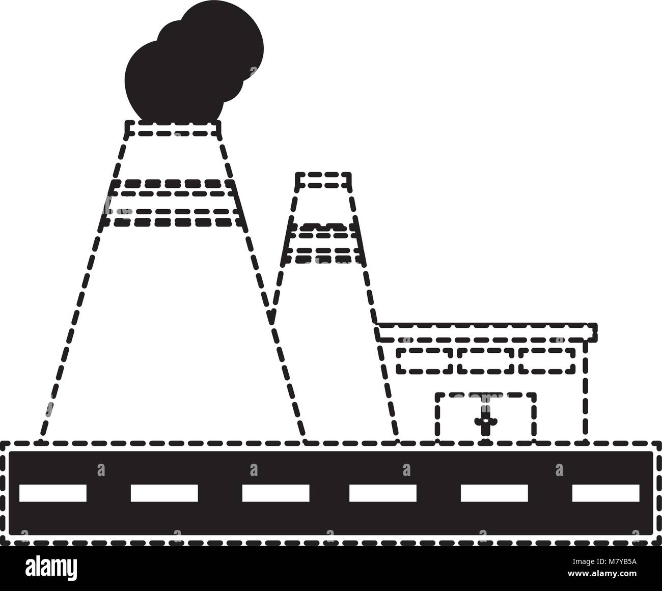 Industrial building icon over white background, vector illustration ...