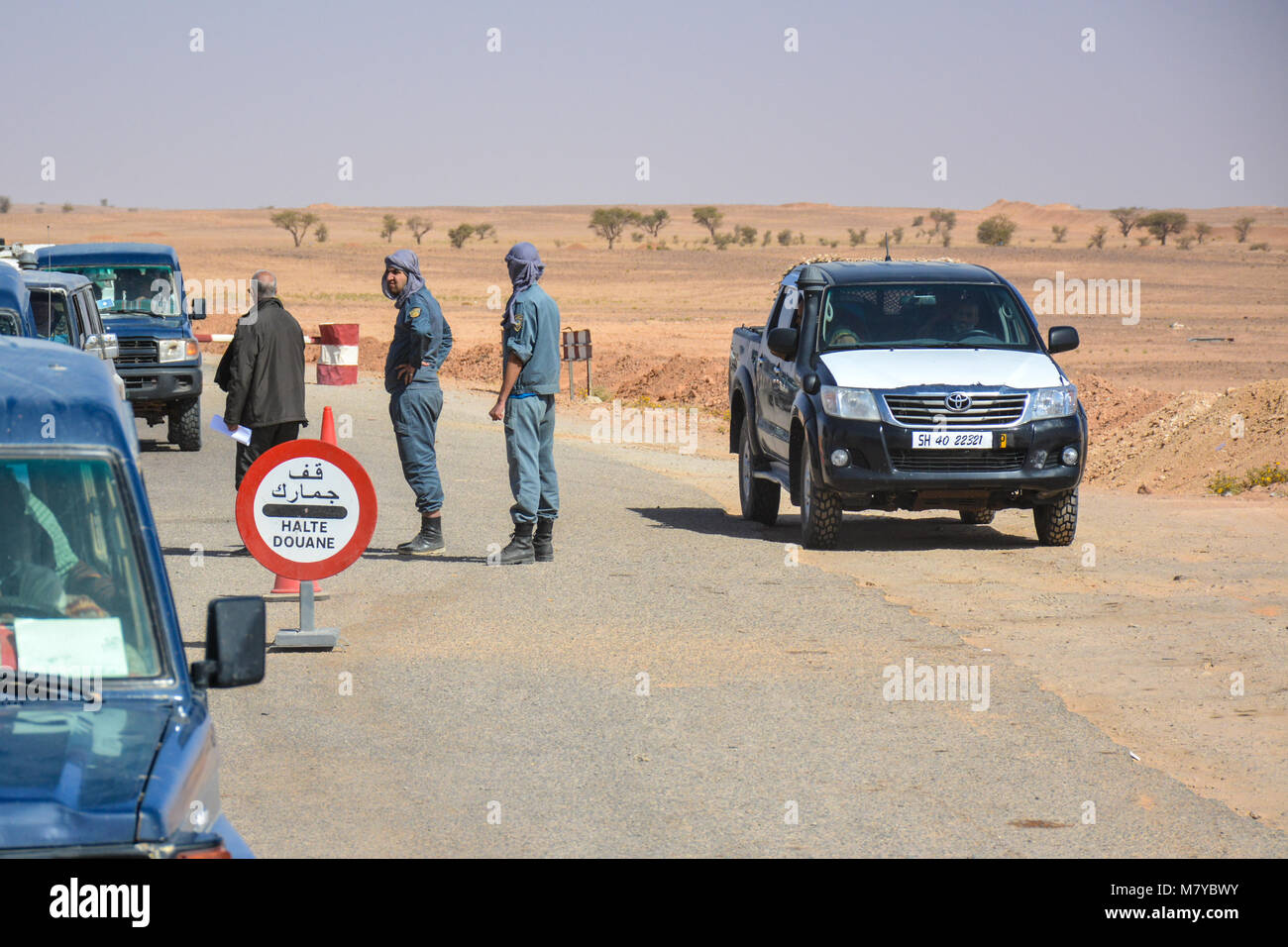 Border crossing in Africa. Stock Photo