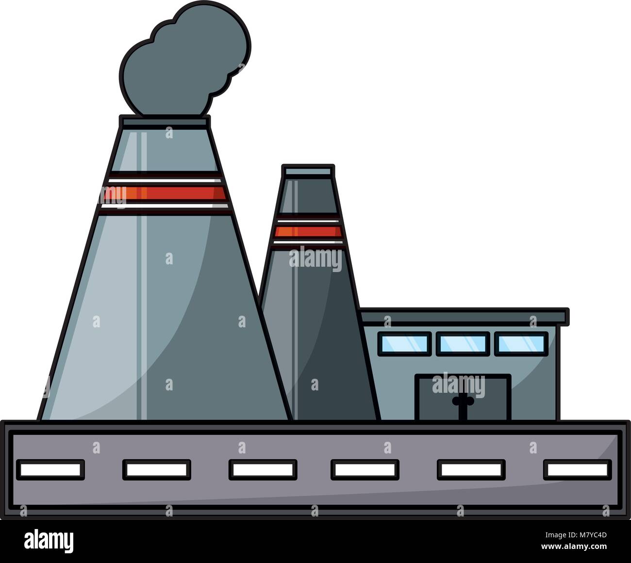 Industrial building icon over white background, colorful design. vector ...