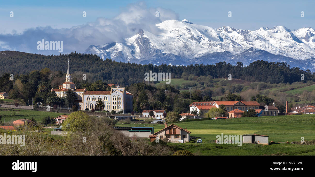Mountain view near the small town of Corbreces in the Cantabria region of northern Spain. Stock Photo