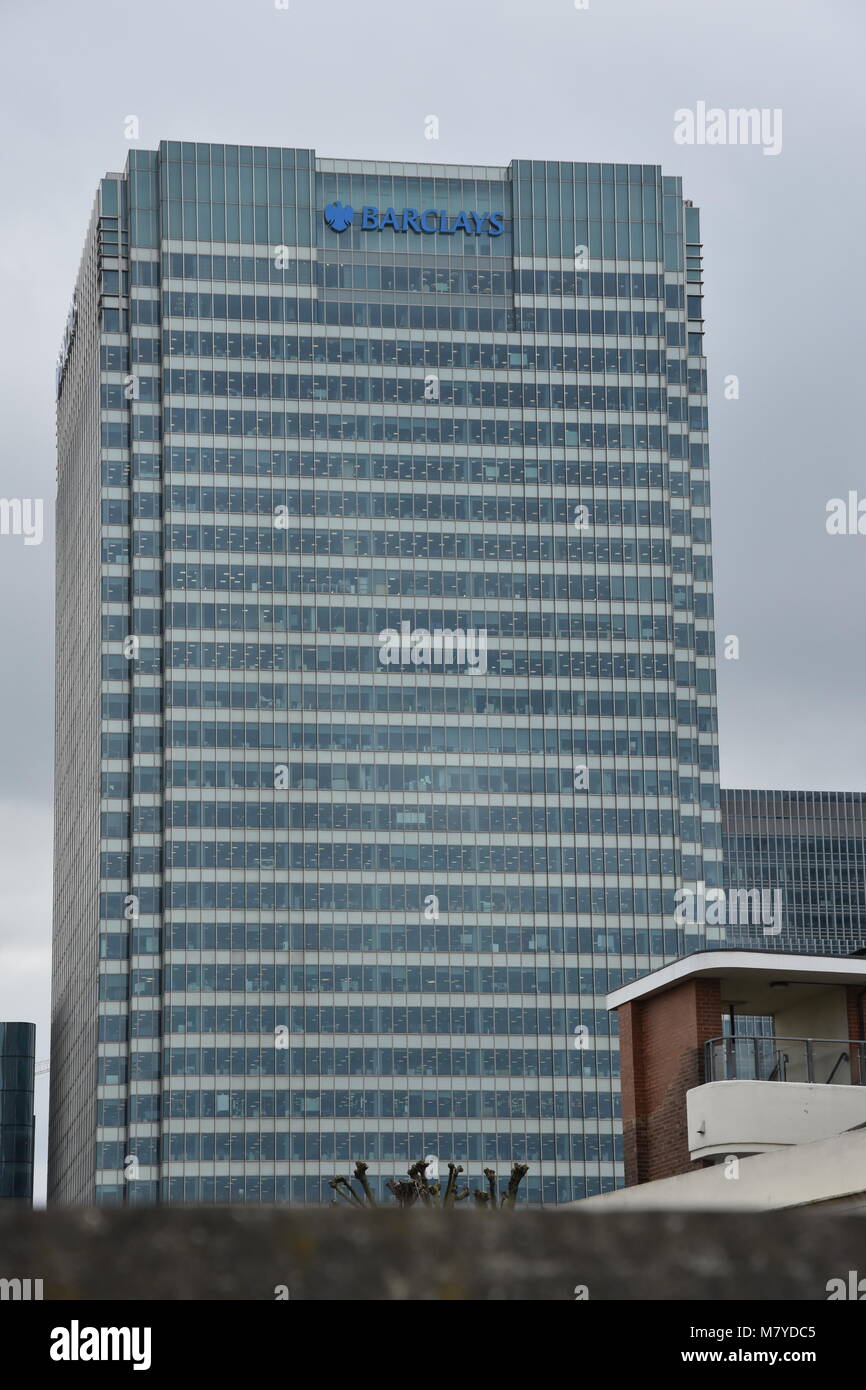 Exterior Barclays Bank Headquarters, Canary Wharf, London Stock Photo