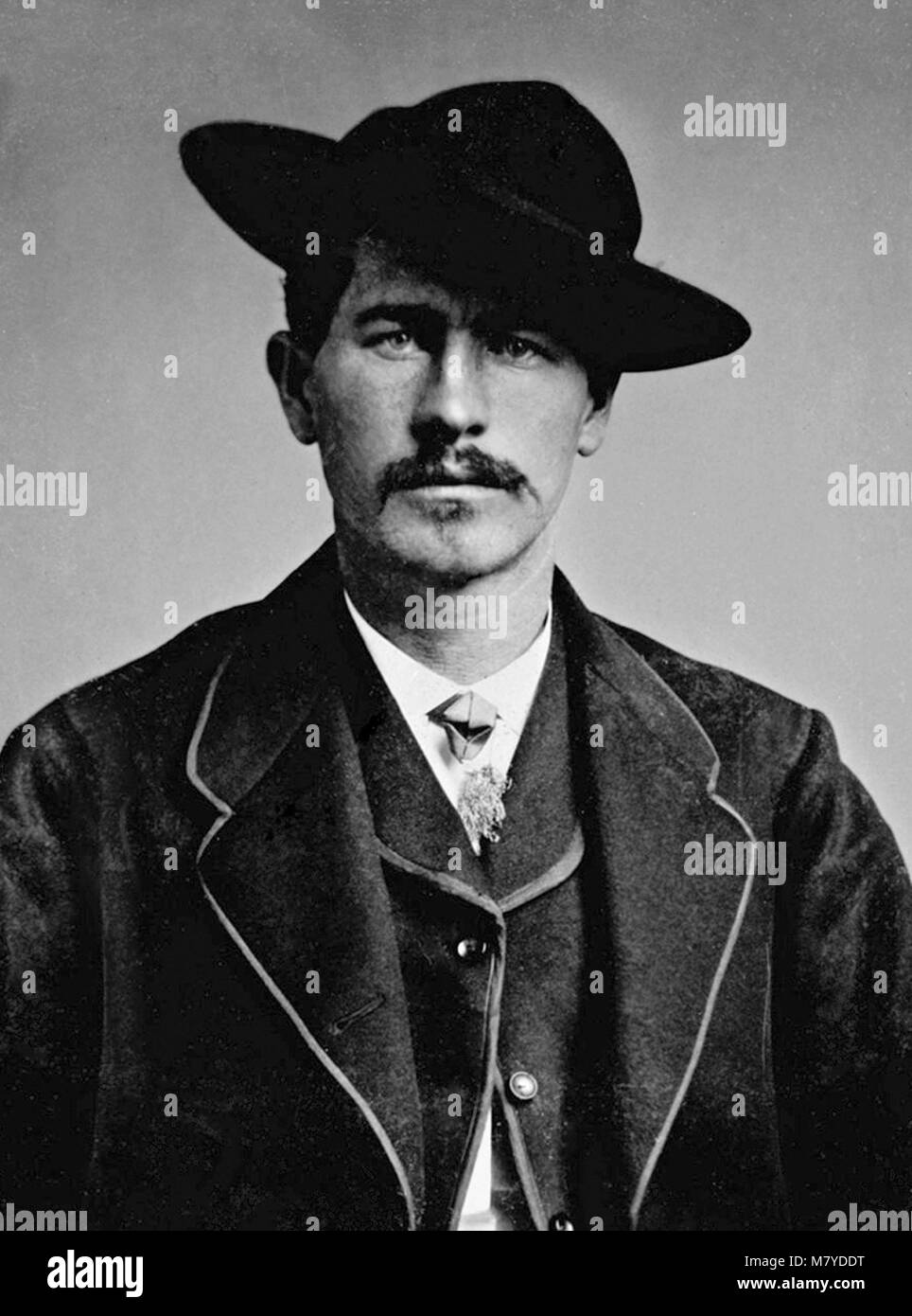 Wyatt Earp (1848-1929). Portrait of the famous American lawman and gambler, c.1870. Stock Photo