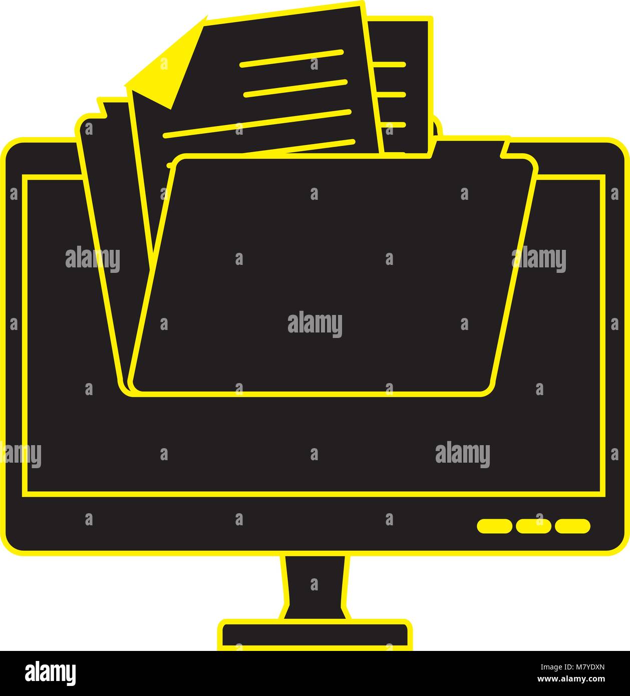 monitor computer with file folder vector illustration design Stock ...