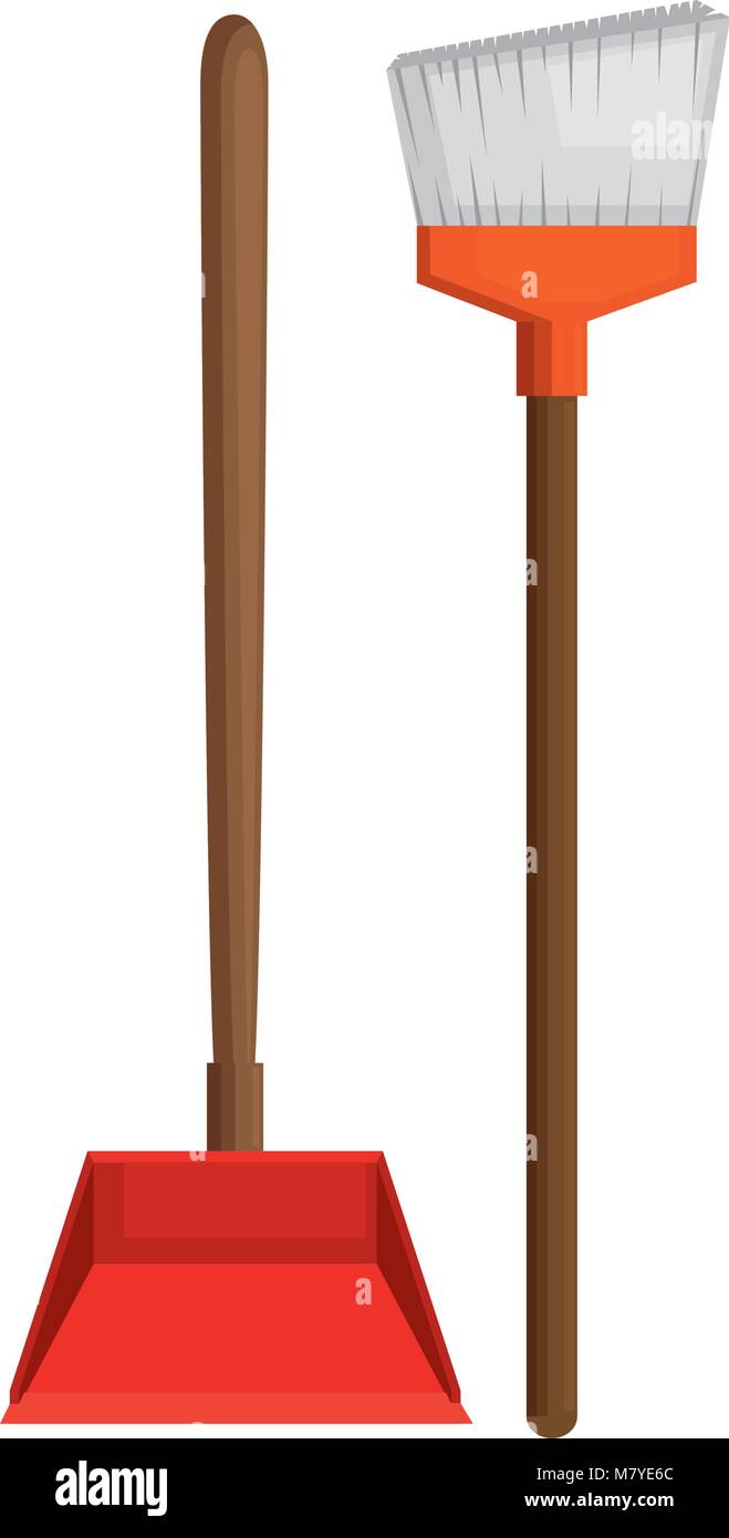 garbage picker with broom vector illustration design Stock Vector Image