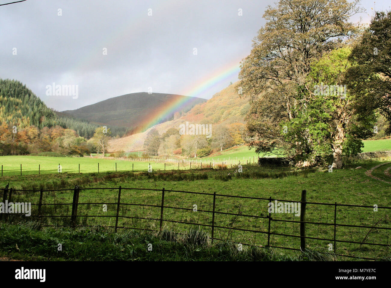 A view of a rainbow at Lake Vyrnwy Stock Photo - Alamy