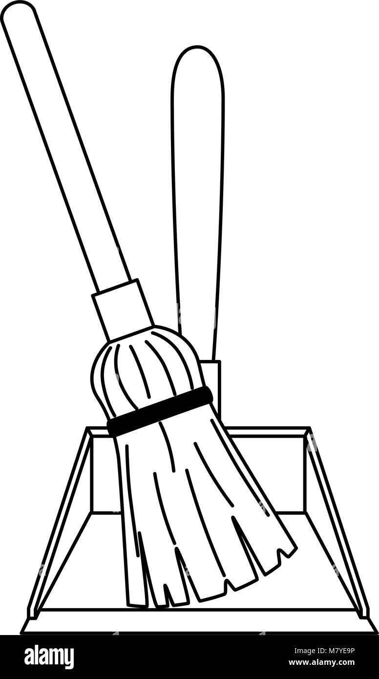 garbage picker with mop vector illustration design Stock Vector Image