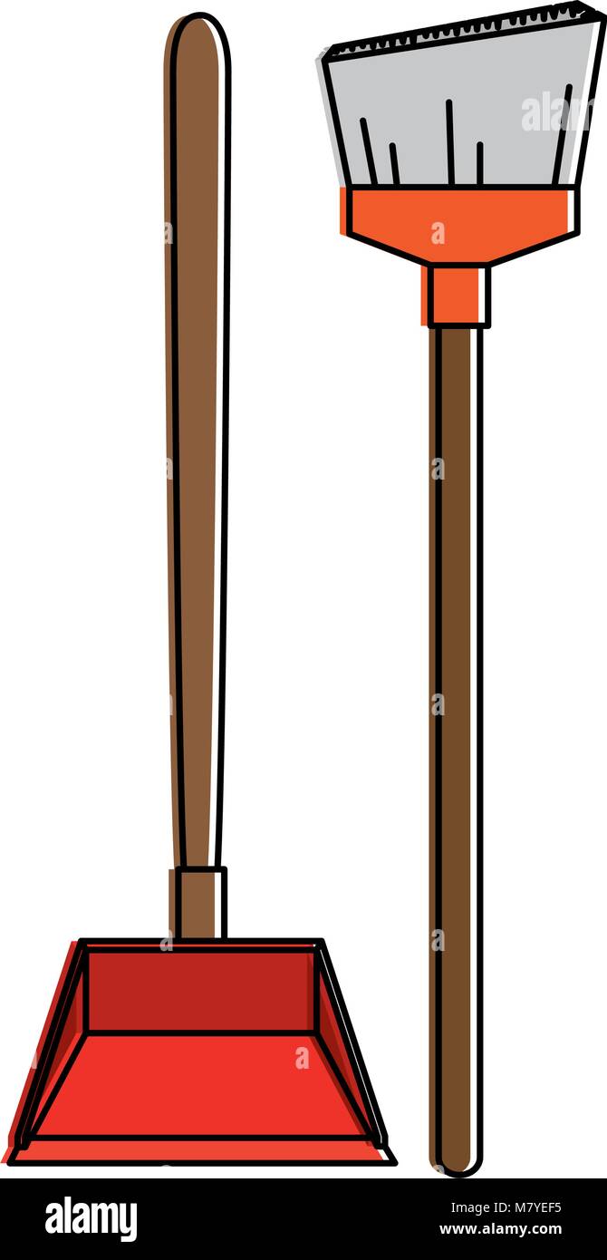 garbage picker with broom vector illustration design Stock Vector Image