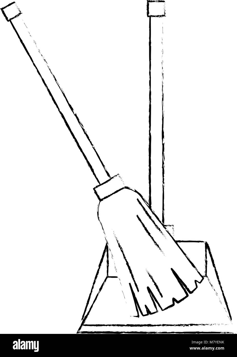 garbage picker with mop vector illustration design Stock Vector Image