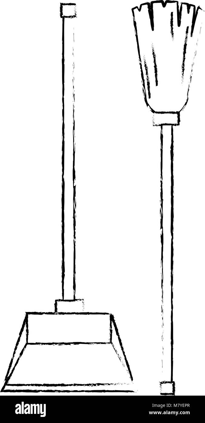 garbage picker with mop vector illustration design Stock Vector Image