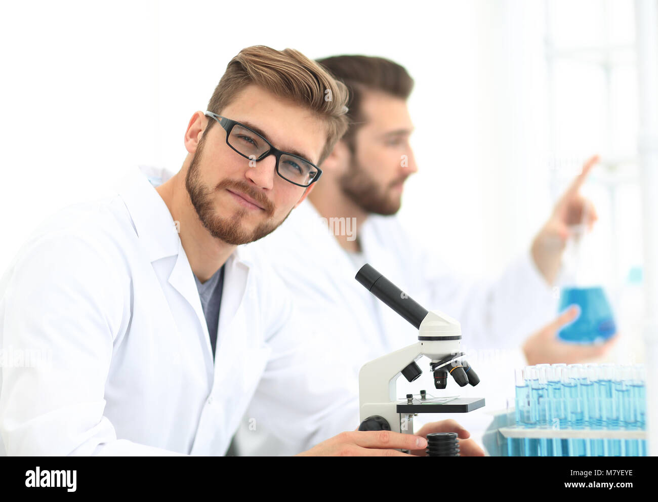 closeup. a biologist working in the laboratory Stock Photo - Alamy