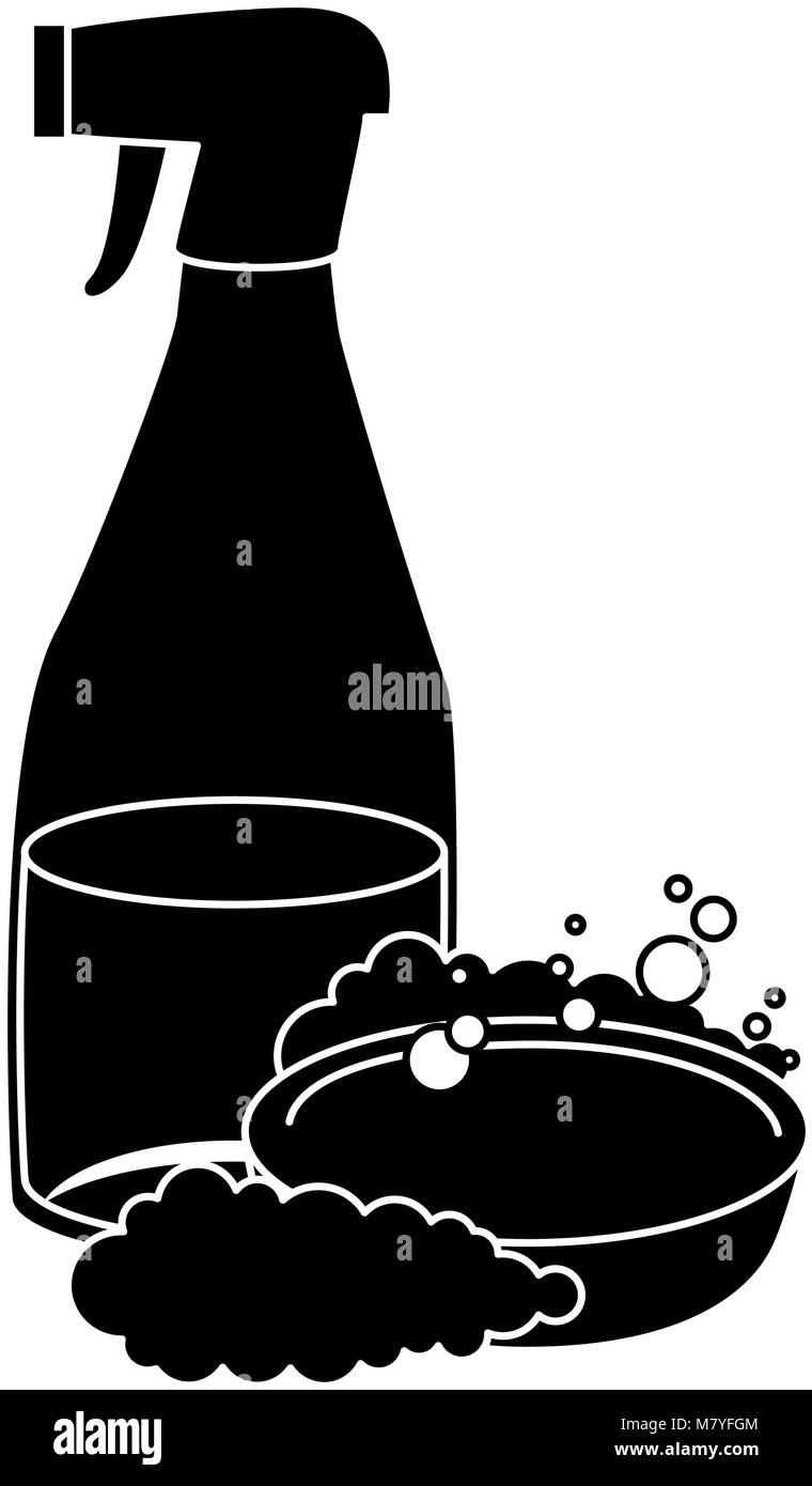 household cleaning product spray bottle with soap vector illustration ...