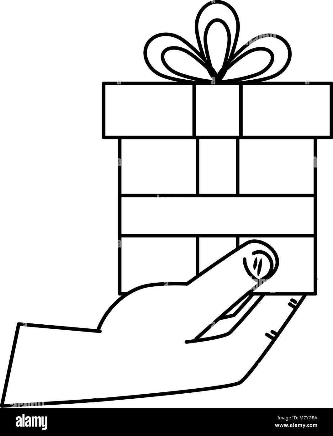 hand with gift box present icon vector illustration design Stock Vector ...