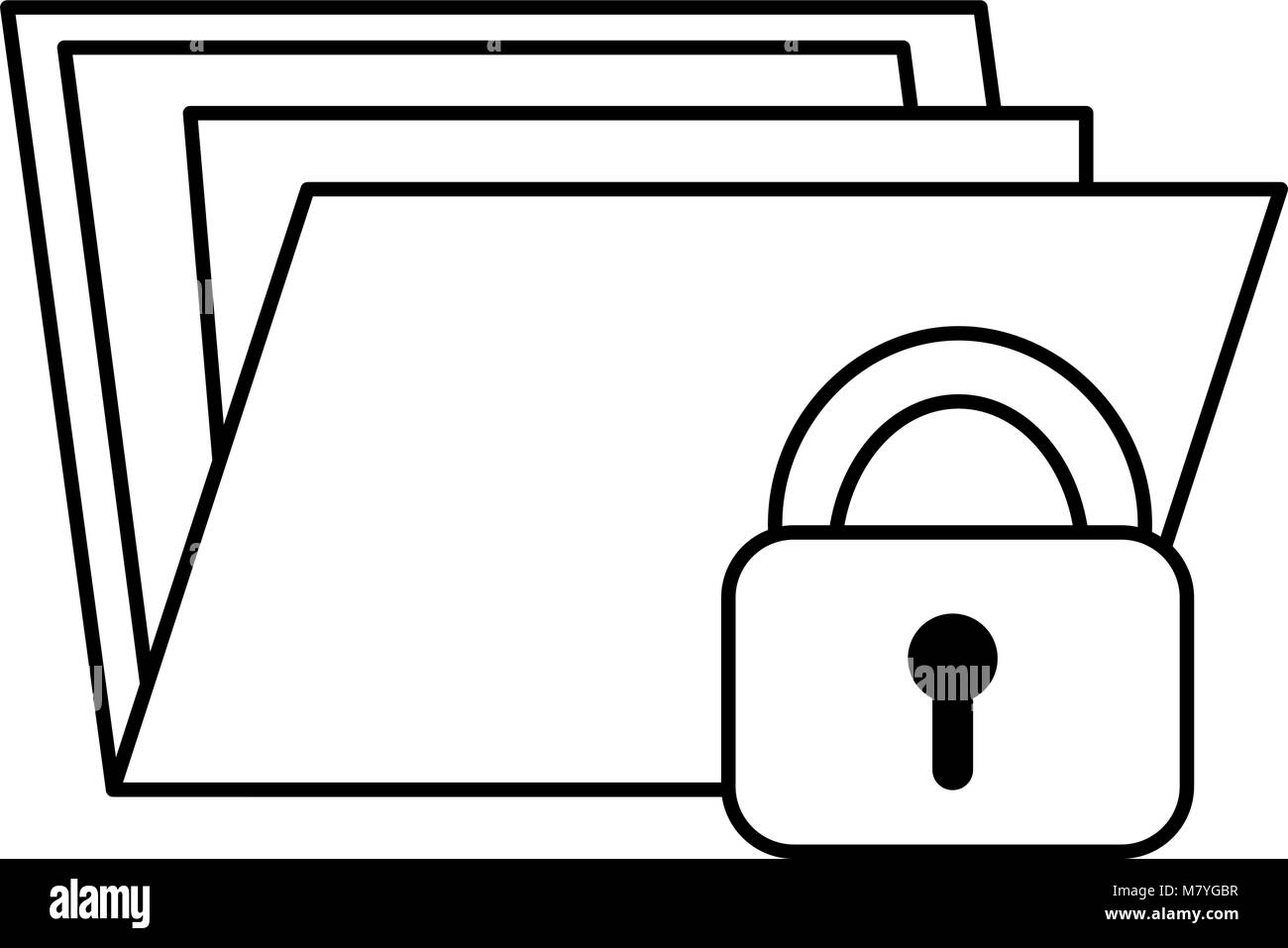 file folder with padlock vector illustration design Stock Vector Image ...