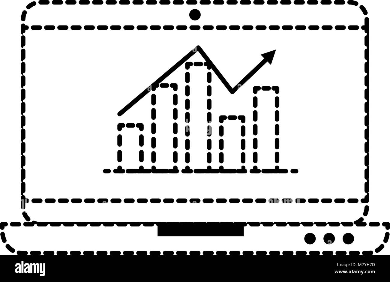 laptop computer with statistics vector illustration design Stock Vector ...