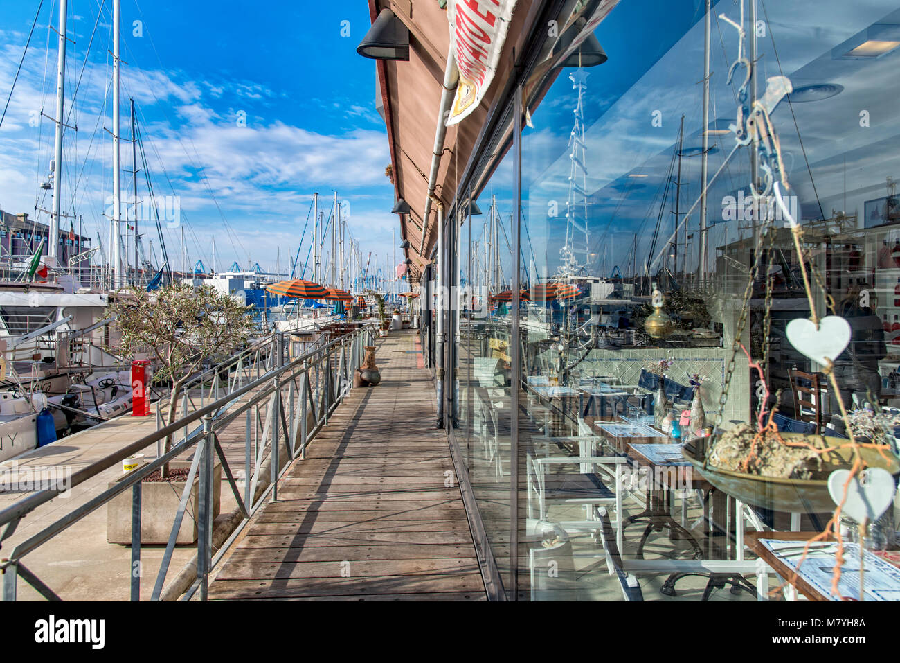 Ancient Port of Genoa, aquarium site and tourist center of interest Stock Photo