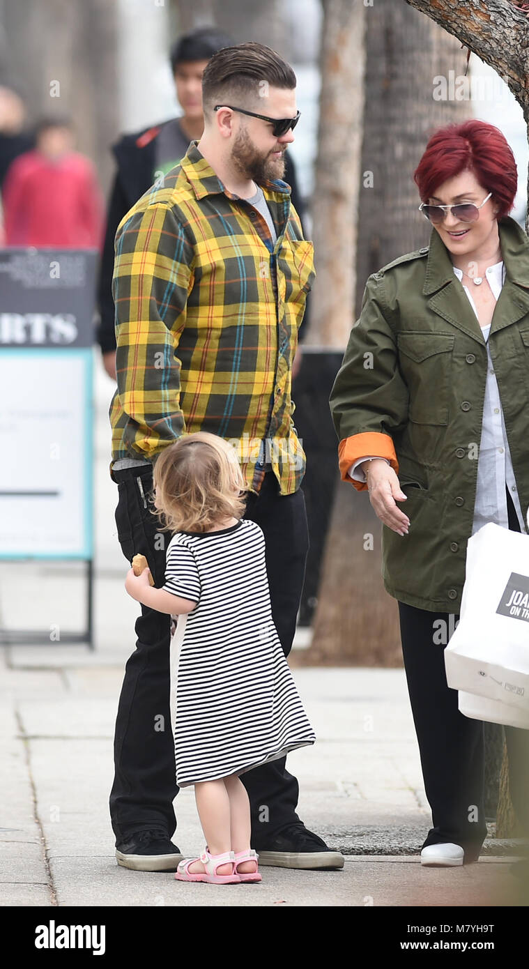 Jack Osbourne out and about with his mother Sharon and daughter Pearl