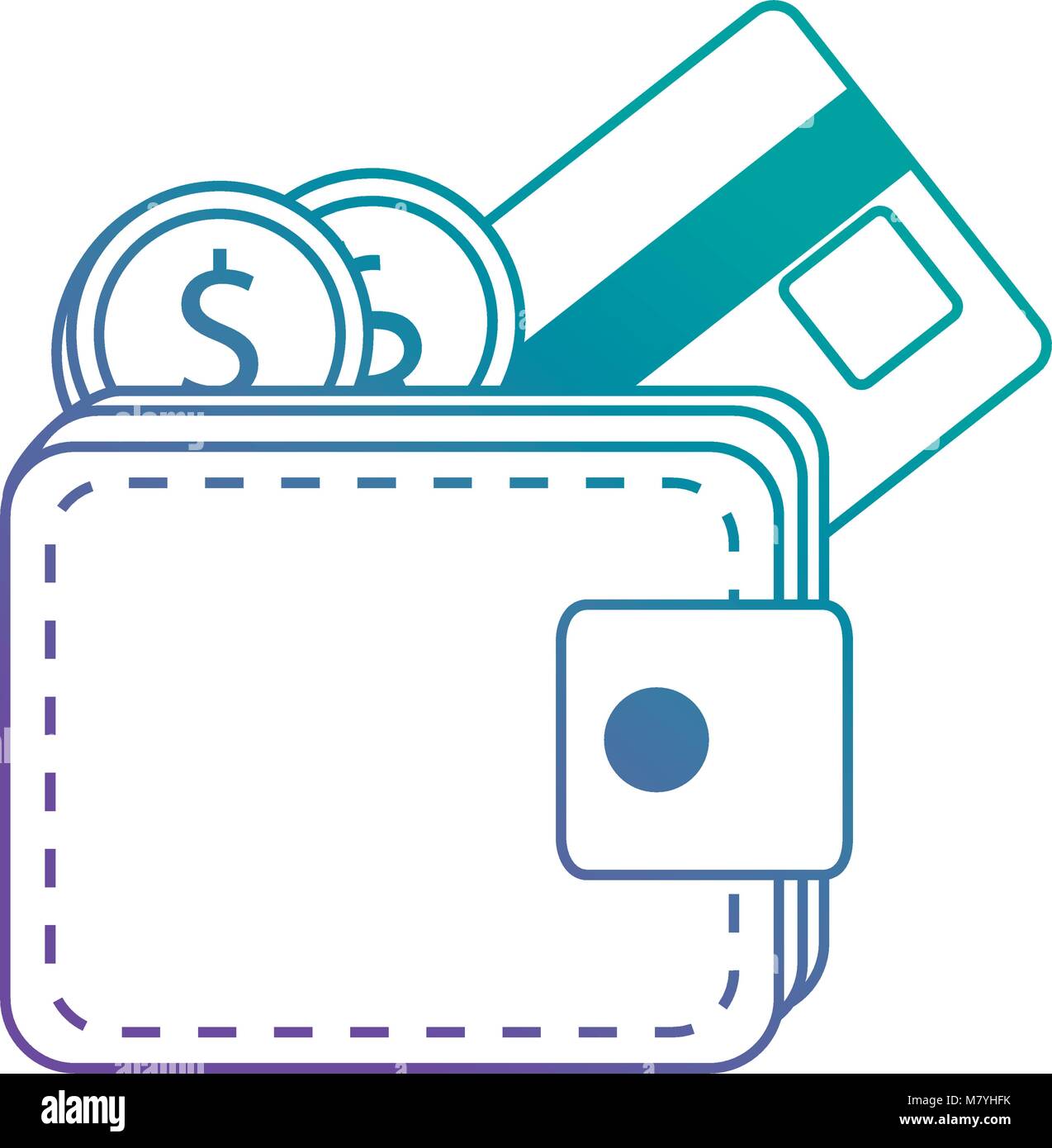 wallet money with credit card and coins Stock Vector Image & Art - Alamy