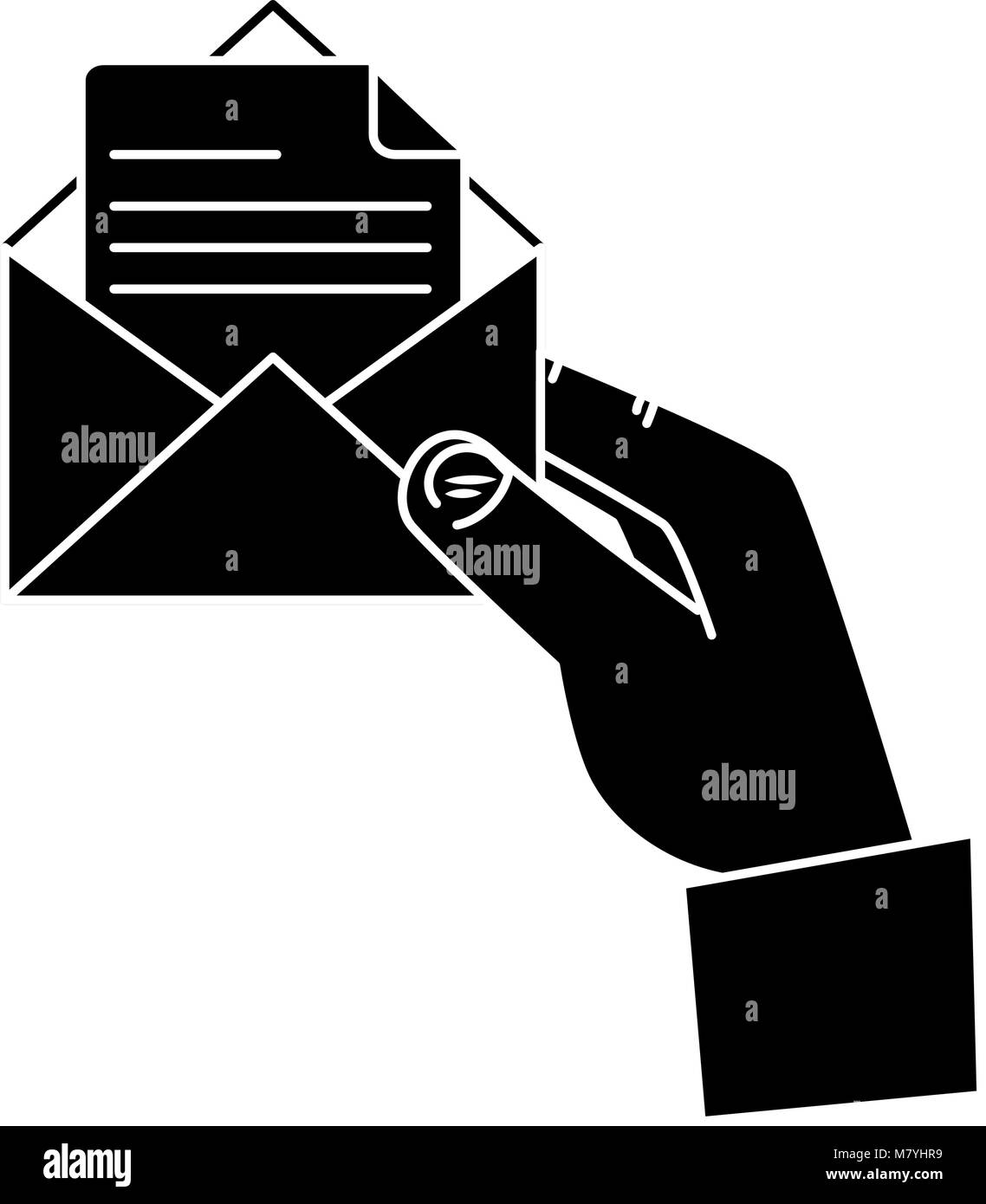 hand with envelope mail isolated icon Stock Vector Image & Art - Alamy