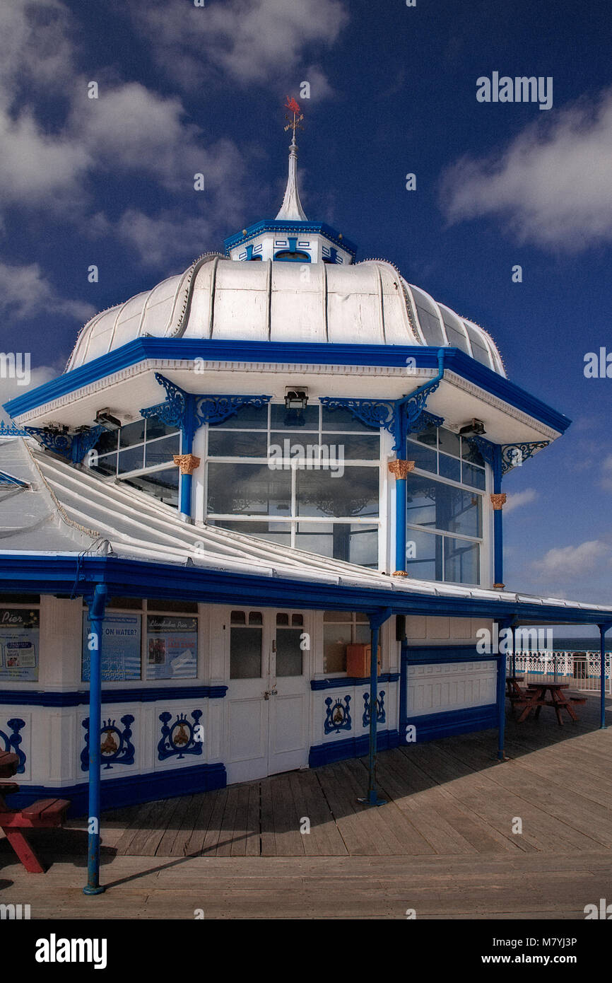 Pavillion on Llandudno pier, North Wales coast in the sunshine Stock Photo