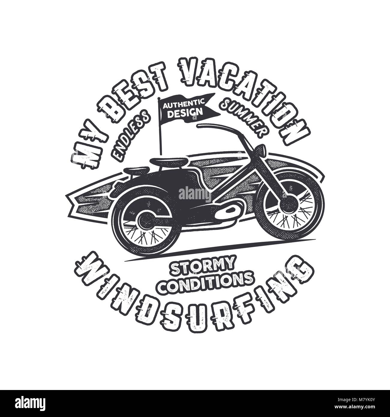 vintage hand drawn windsurfing tee surfing logo graphic design