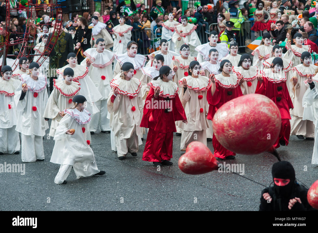 Participants during the parade on the occasion of St. Patrick's Day in Dublin, Ireland Stock Photo