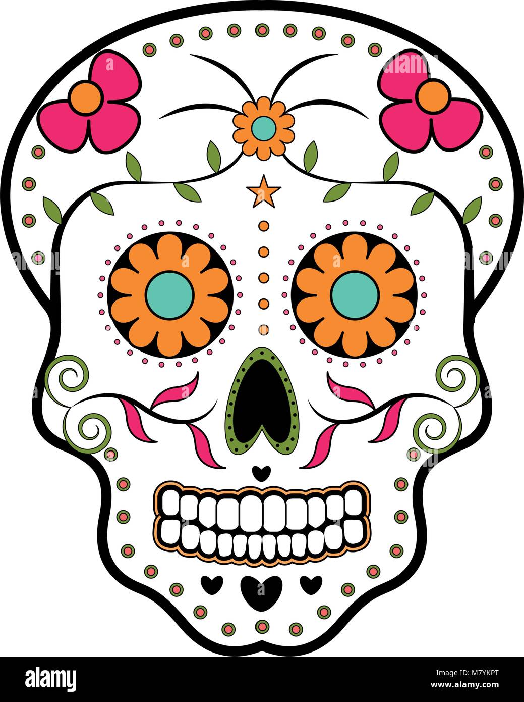 Floral ornamente head skull. Day of the dead Stock Vector Image & Art ...