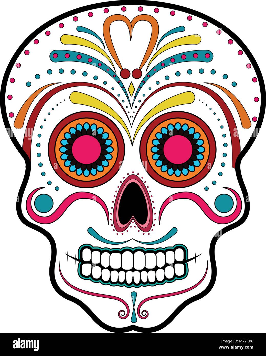 Floral ornamente head skull. Day of the dead Stock Vector Image & Art ...