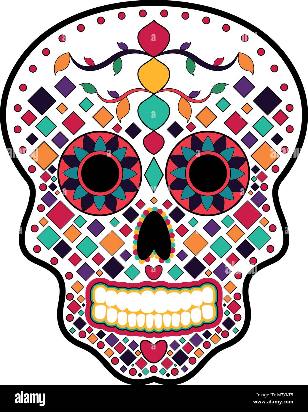 Floral ornamente head skull. Day of the dead Stock Vector Image & Art ...
