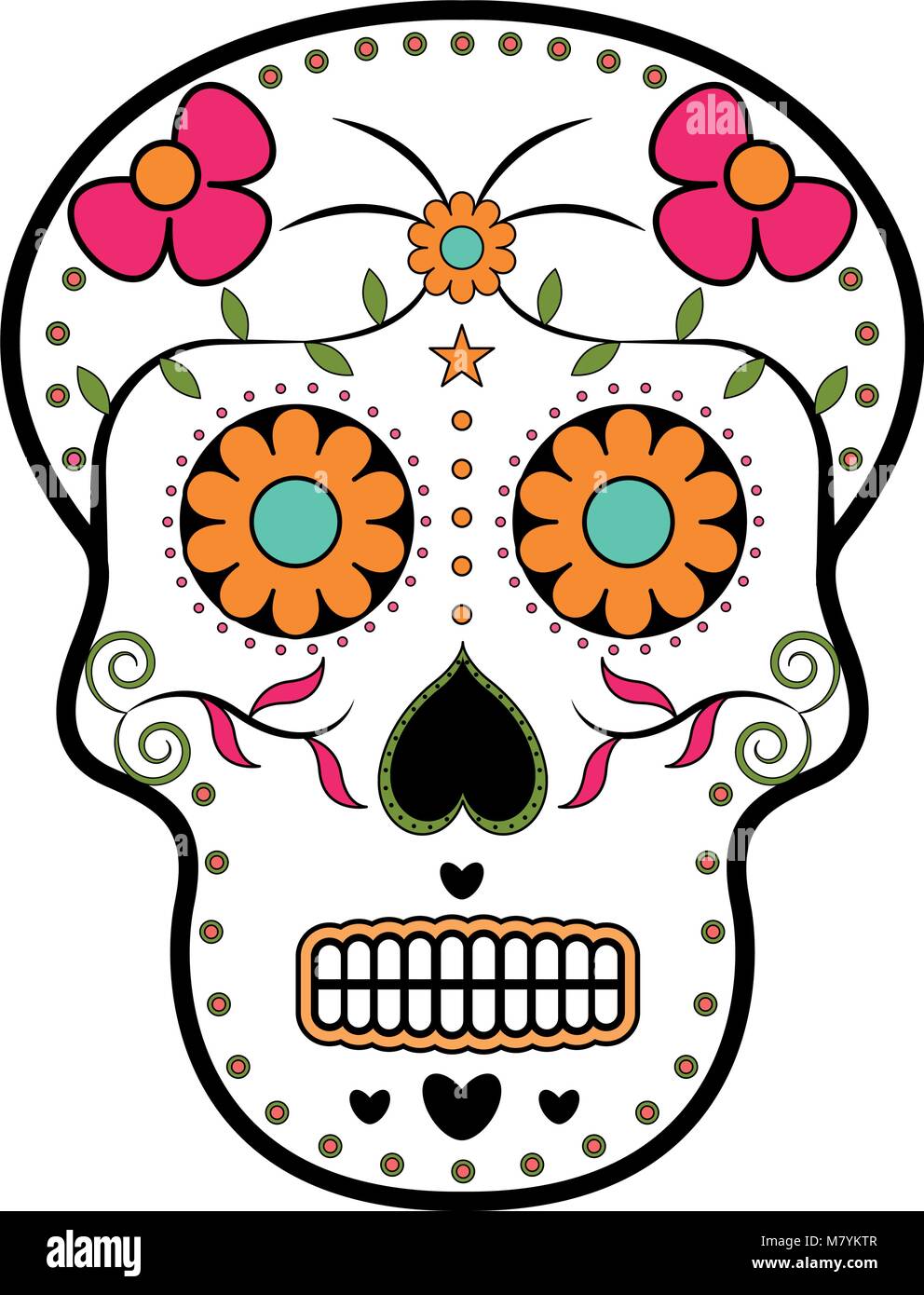 Floral ornamente head skull. Day of the dead Stock Vector Image & Art ...
