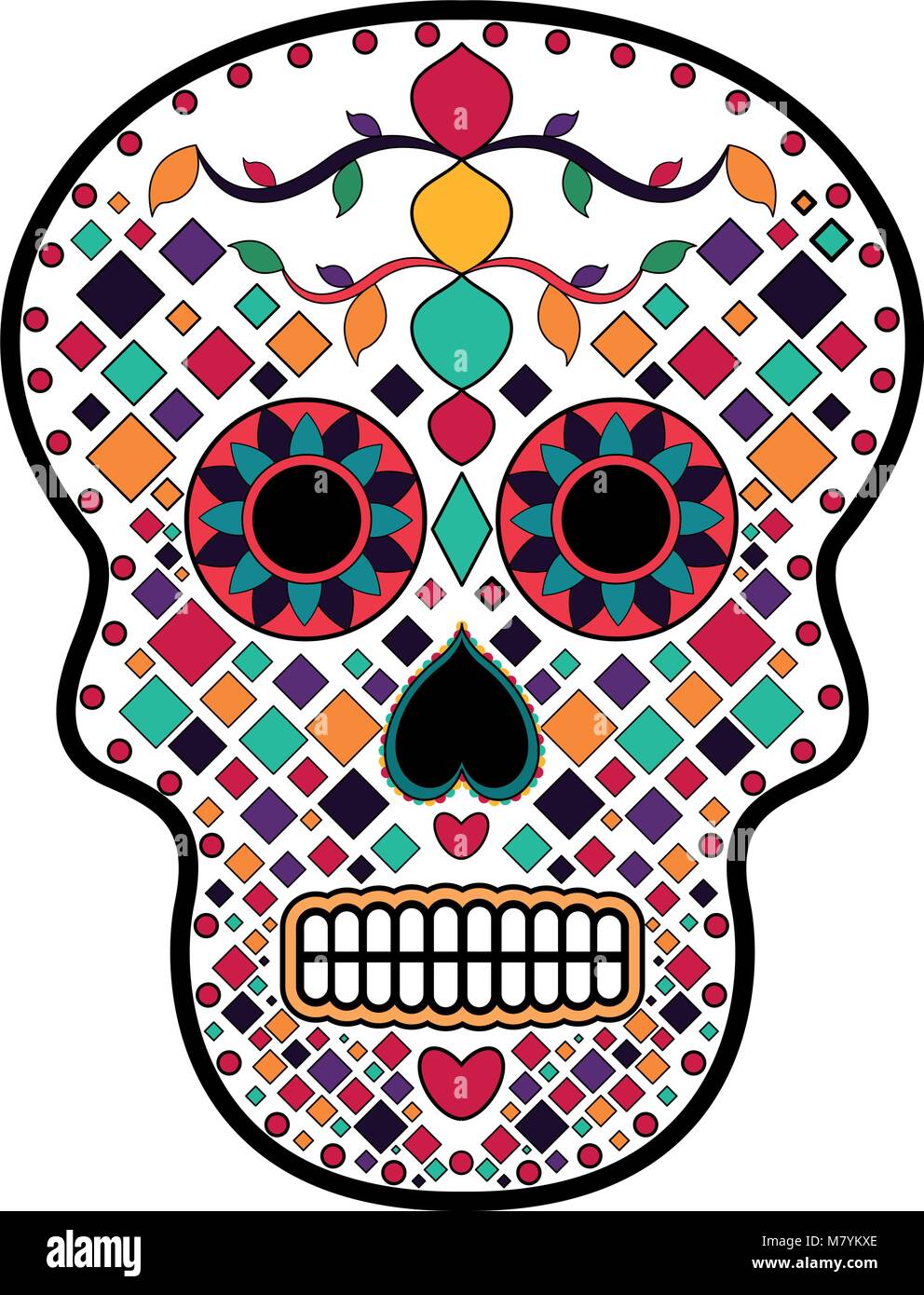Floral ornamente head skull. Day of the dead Stock Vector Image & Art ...