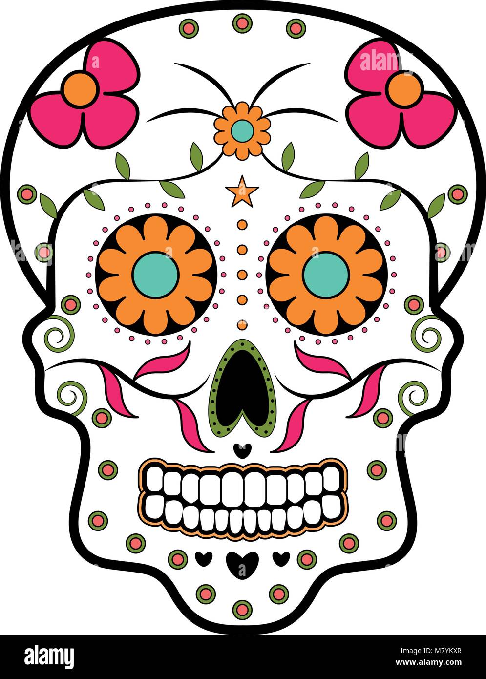 Floral ornamente head skull. Day of the dead Stock Vector Image & Art ...