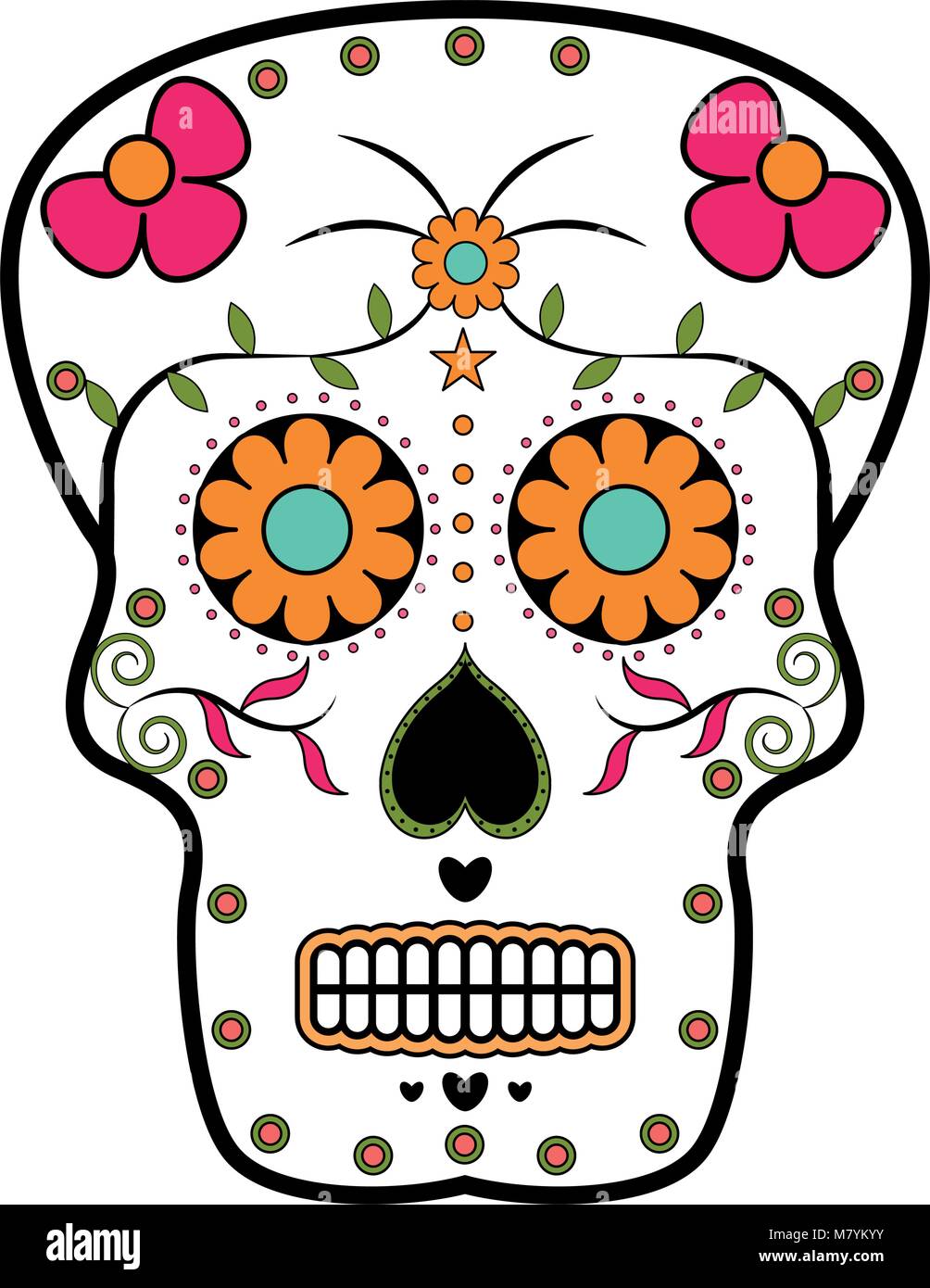 Floral ornamente head skull. Day of the dead Stock Vector Image & Art ...