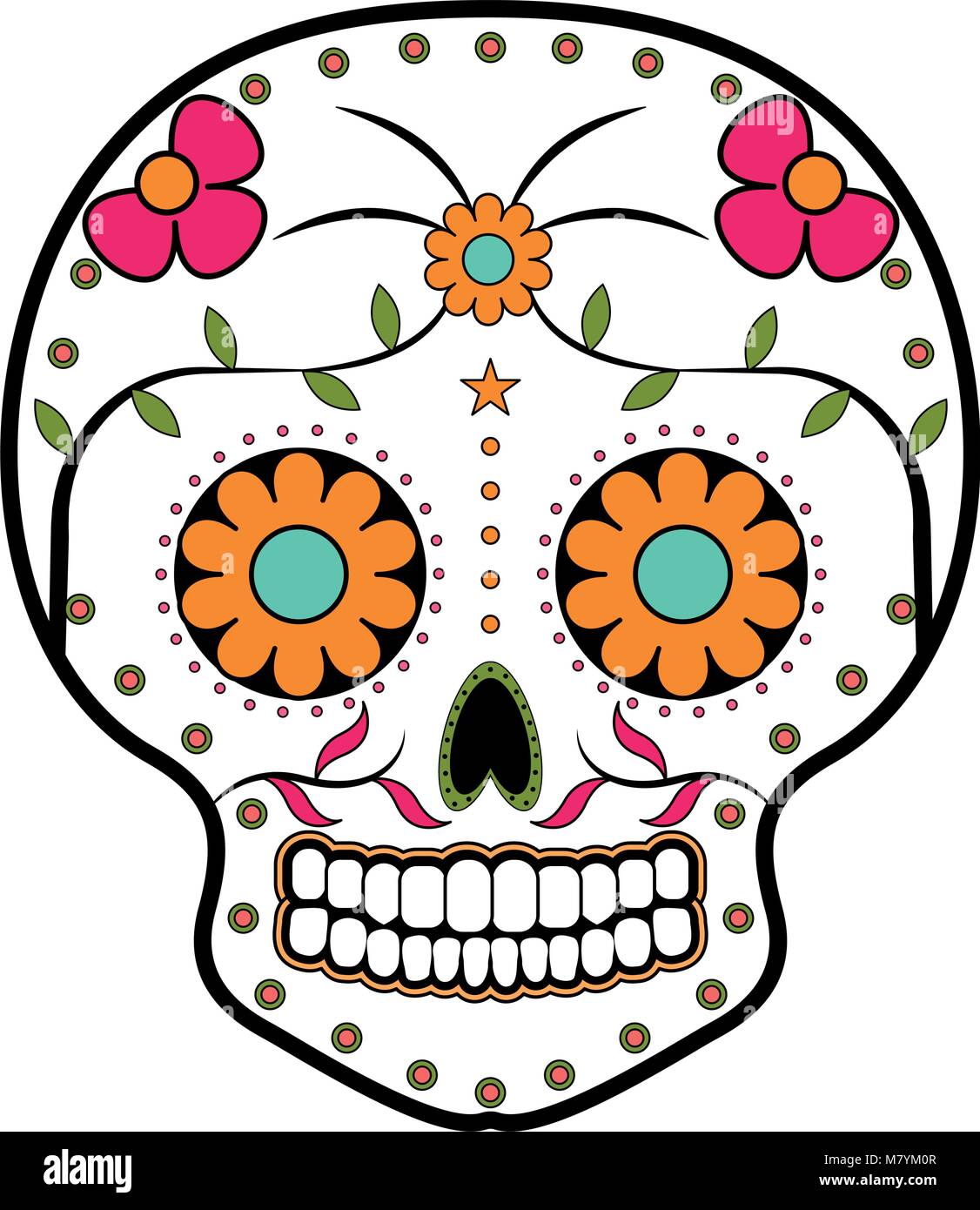Floral ornamente head skull. Day of the dead Stock Vector Image & Art ...