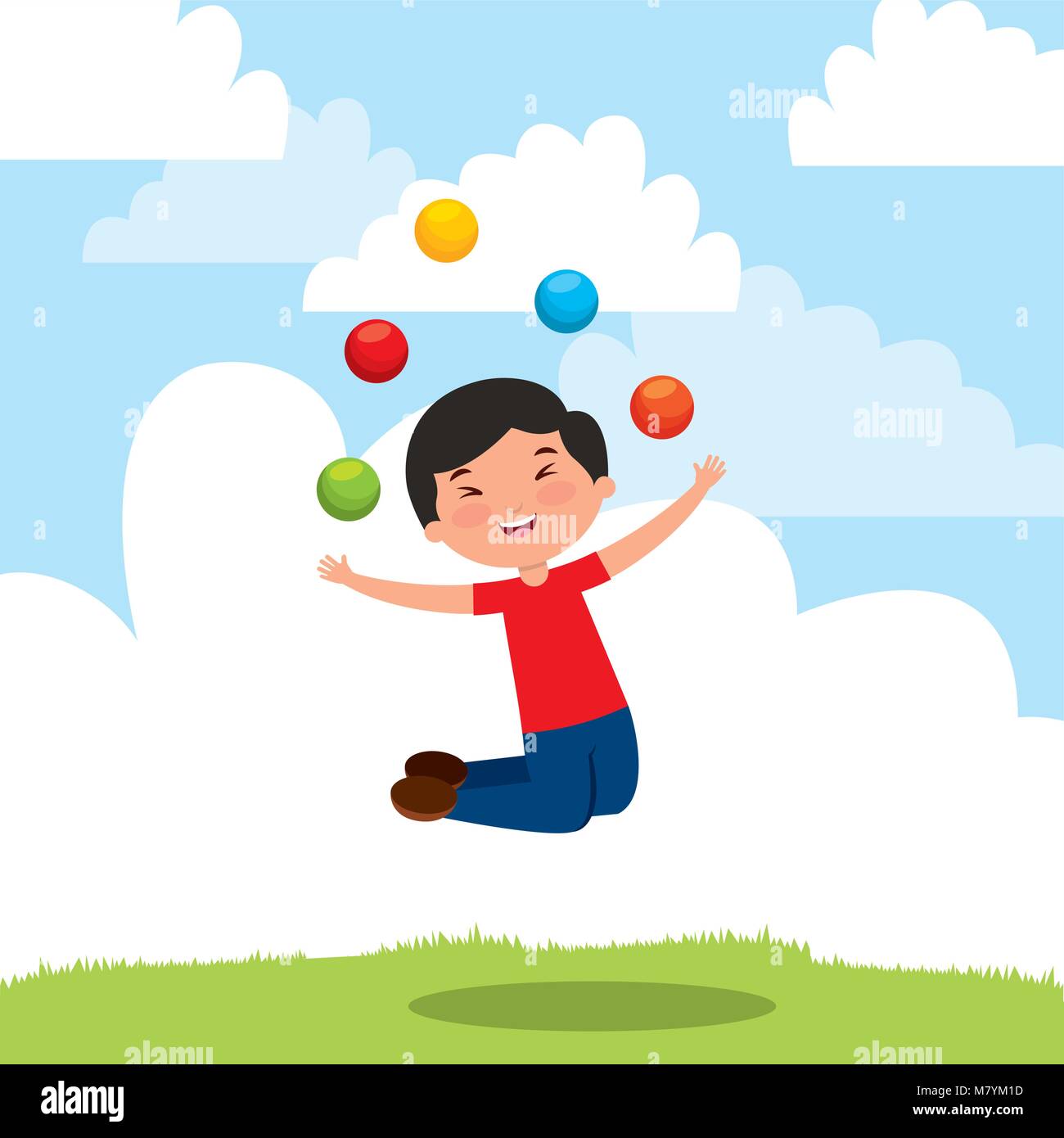 kids playing cartoon Stock Vector