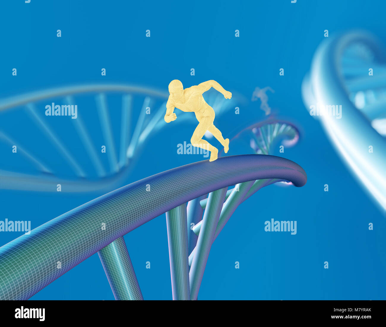 Science and technology people running on DNA, future science and technology, inheriting technology, exploring the future Stock Photo