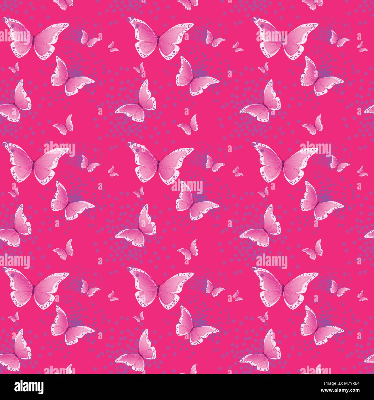 Cute Pink Seamless Pattern Background With Butterfly Colorful Ornament ...