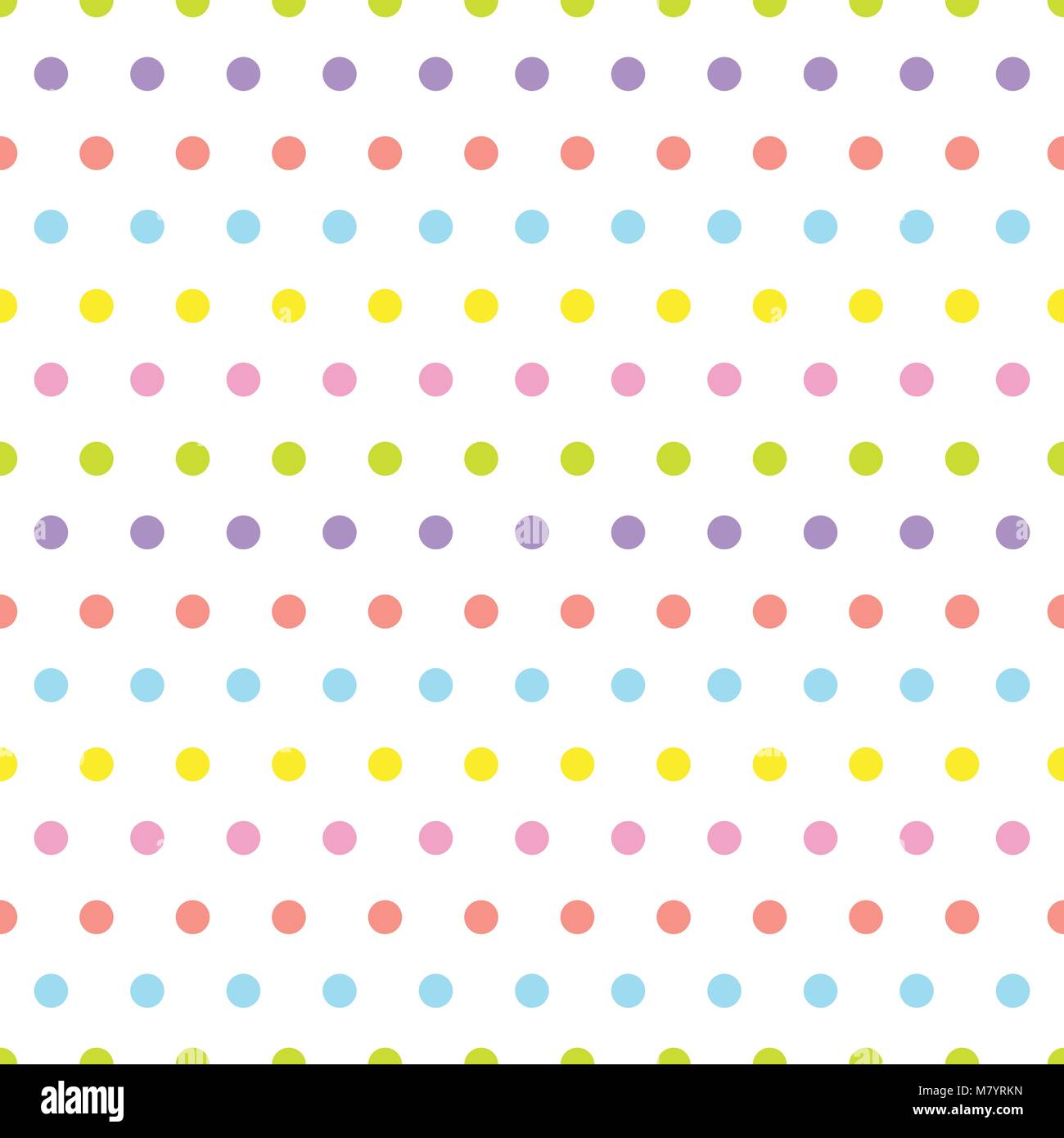 Cute Seamless Pattern With Colorful Dots Ornament On White Background ...