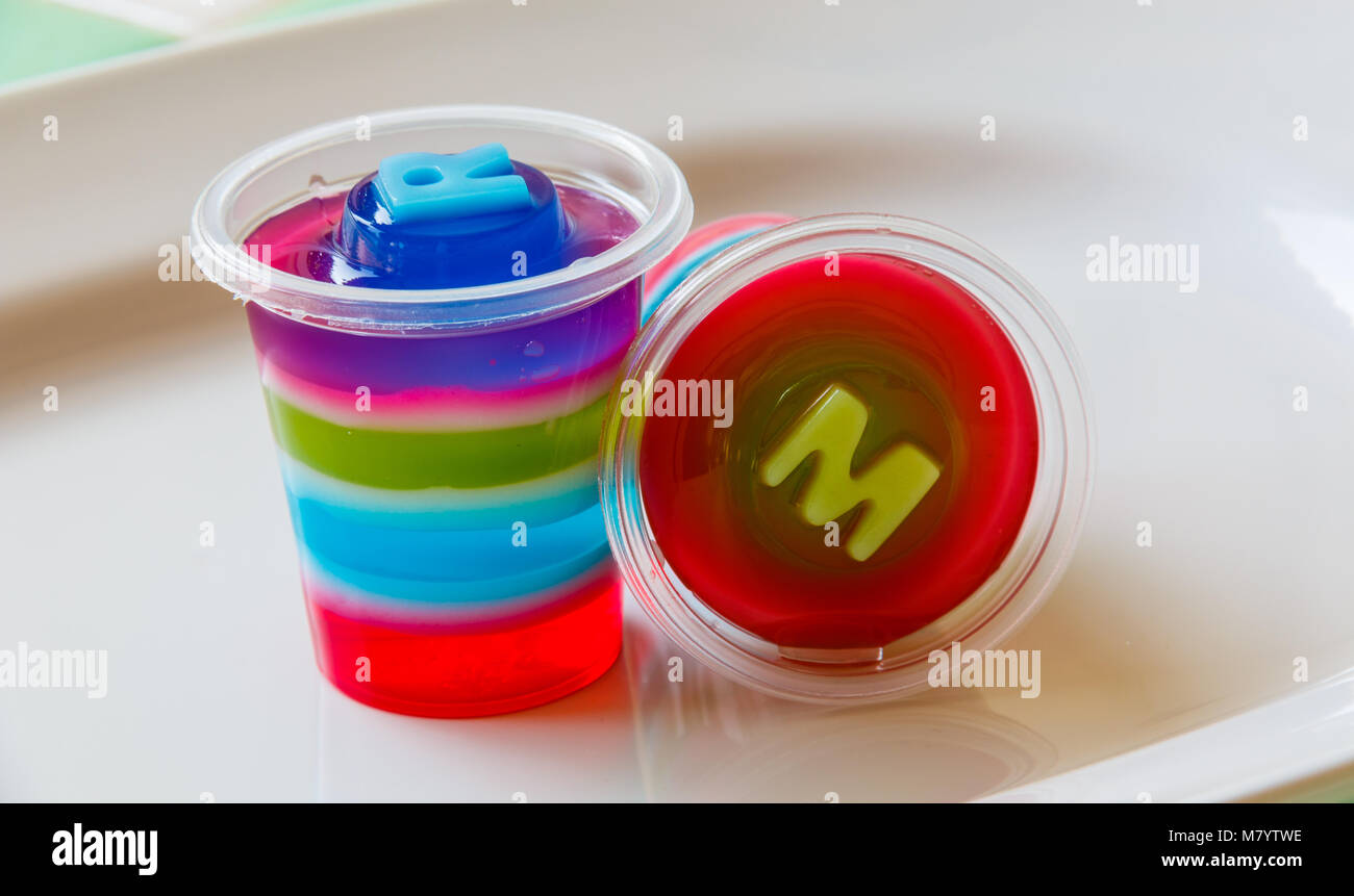 Download Colorful Jelly In Plastic Cups Stock Photo Alamy PSD Mockup Templates