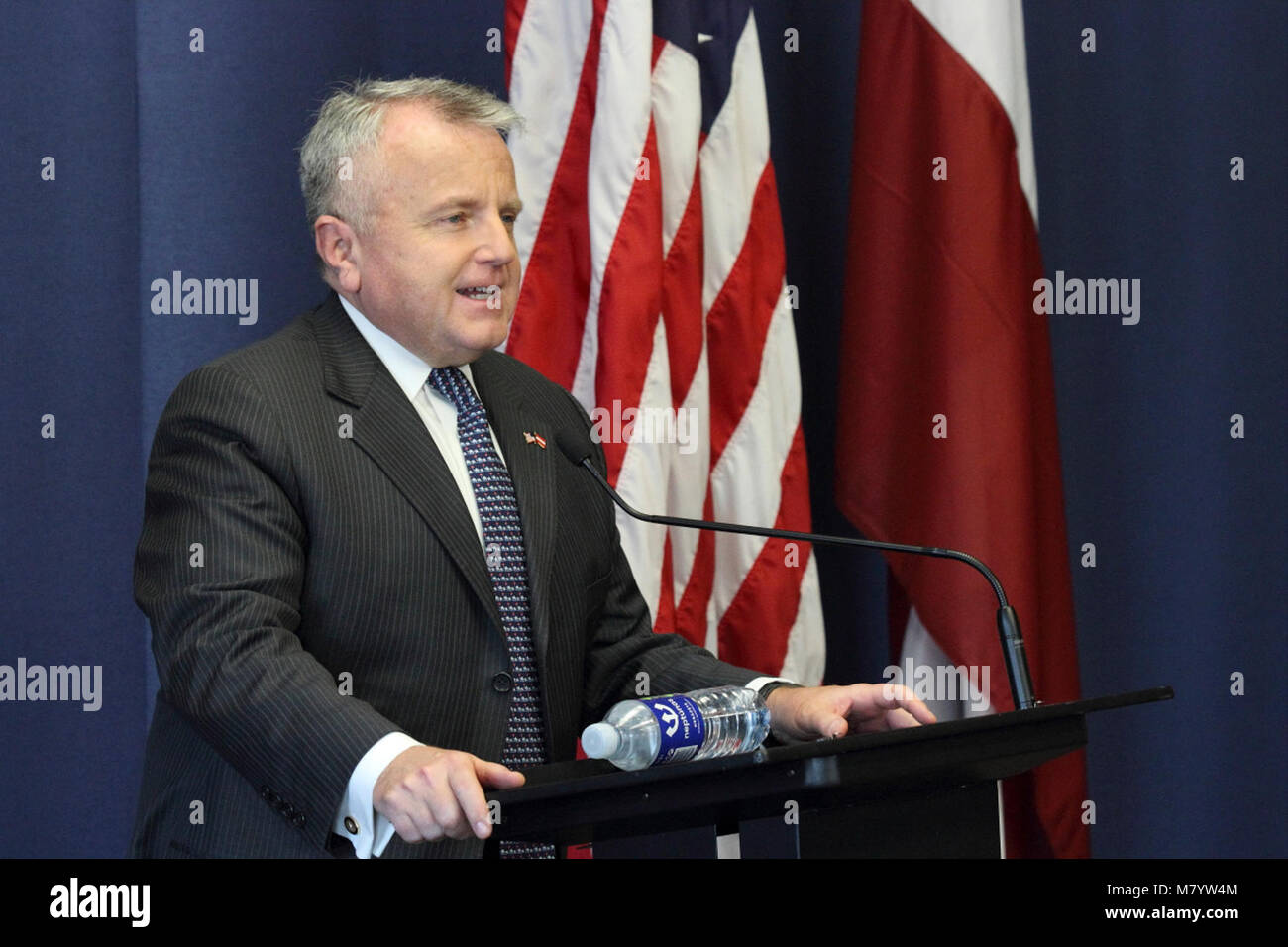 Deputy Secretary Sullivan Delivers Remarks at U.S. Embassy Riga Stock Photo