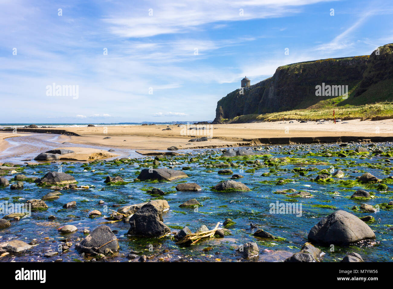The iconic Mussenden Temple on top of the cliffs of Downhill Beach. Castlerock, Derry County