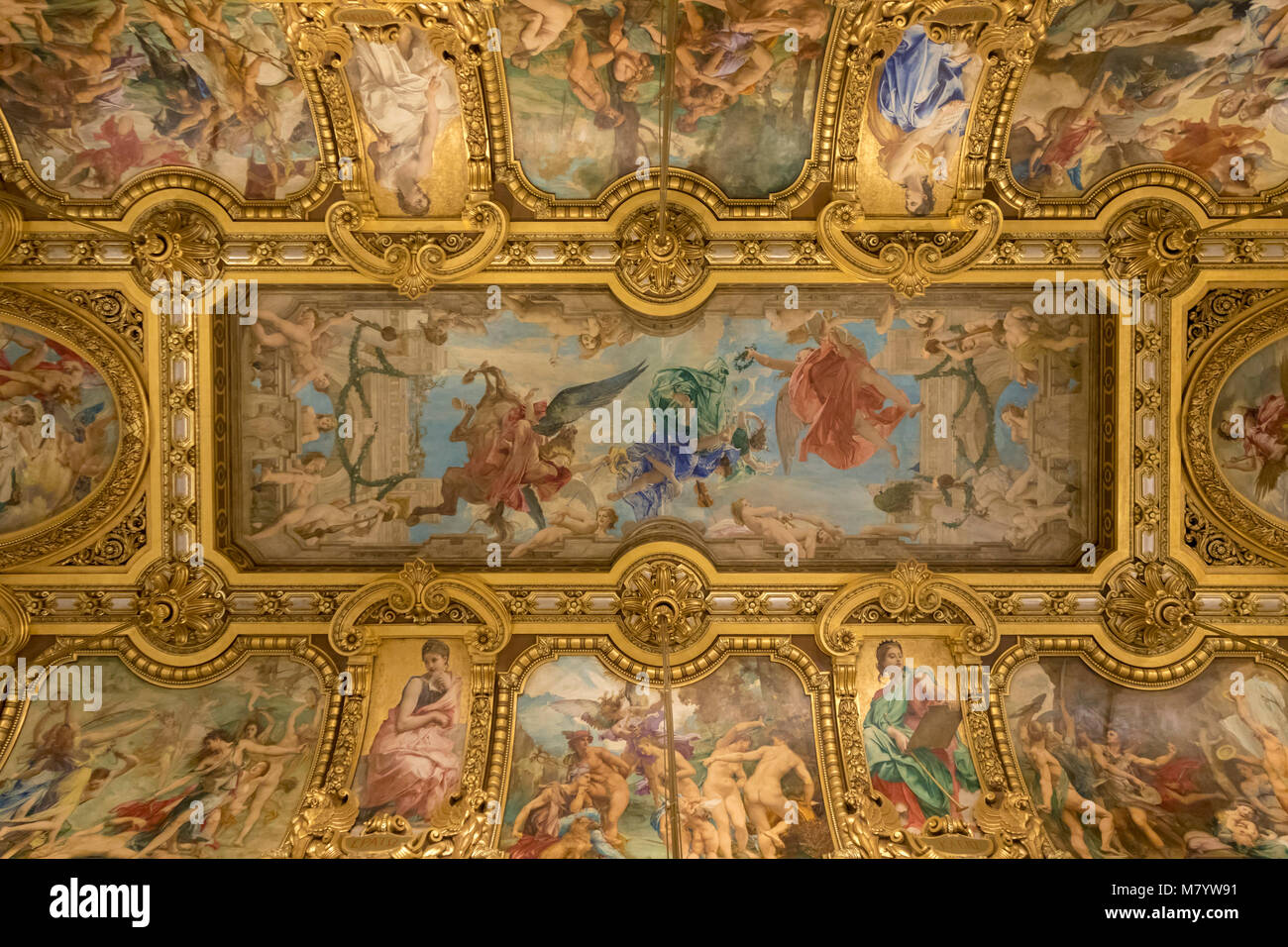 paintings by  Paul-Jacques-Aimé Baudry, grand foyer, Garnier Opera House, Paris, France Stock Photo