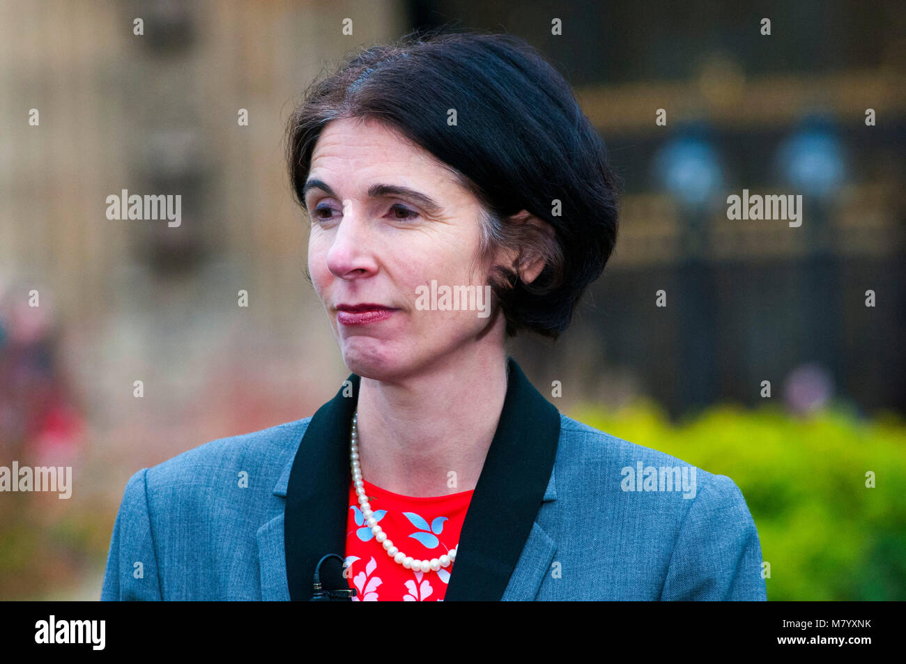 London, UK, 13/03/2018 Rain Newton-Smith CBI Chief Economist. Confederation of Business Industry. Politicians and financial experts comment on Philip Hammond's Spring statement outside the Houses of Parliament on College Green. Stock Photo