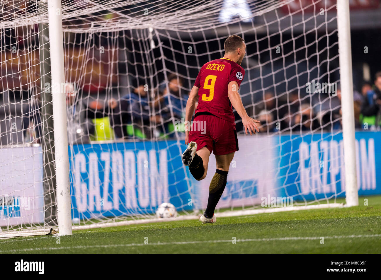 Edin Dzeko of Roma celebrates after scoring his team's first goal ...