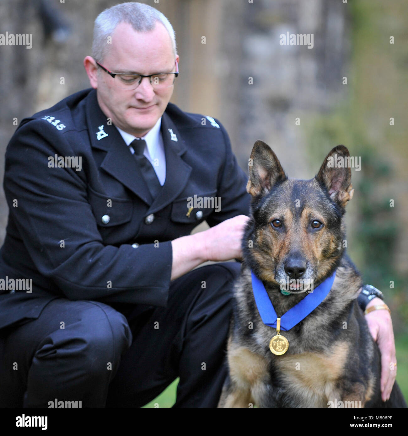 Pc Wardell London, UK. 14 March 2018. Police Dog Finn, a courageous police dog ...
